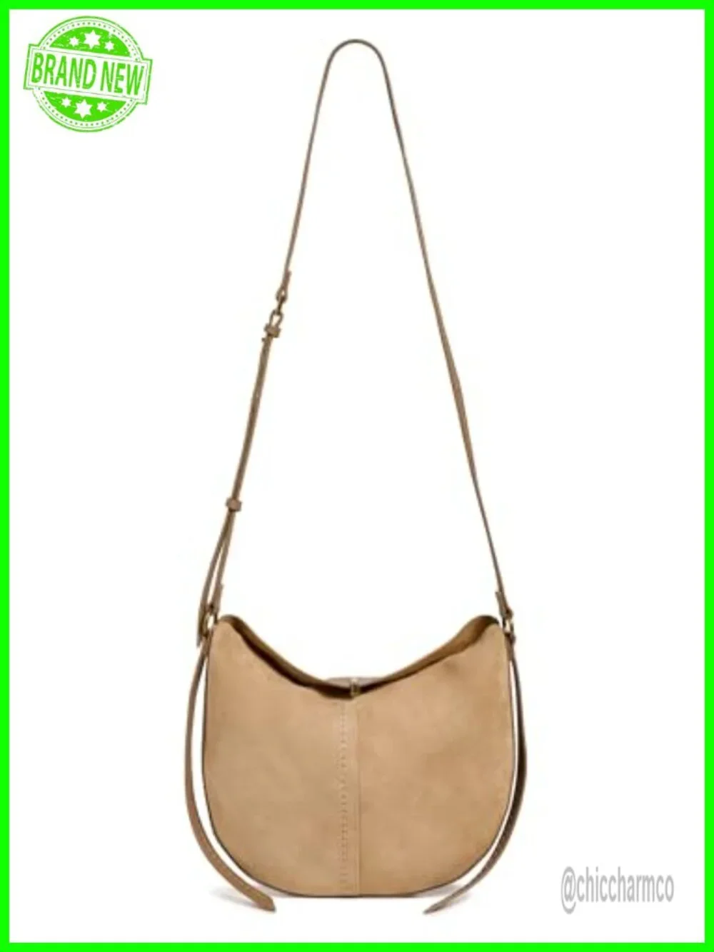 Faux Leather Hobo Crossbody Bag with Gold-Tone Hardware - Lightweight